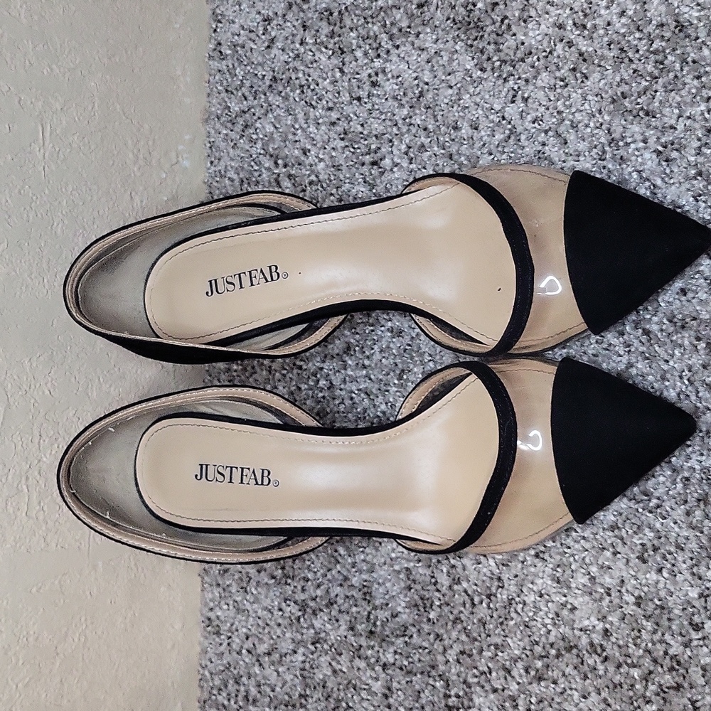 Clear and Black Heels